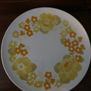 Floral Yellow and Orange Dinner Plate